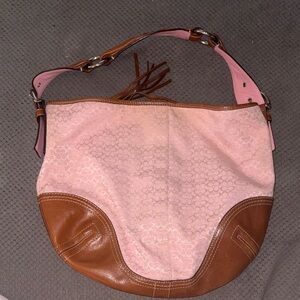 Coach Pink and Brown Shoulder Bag